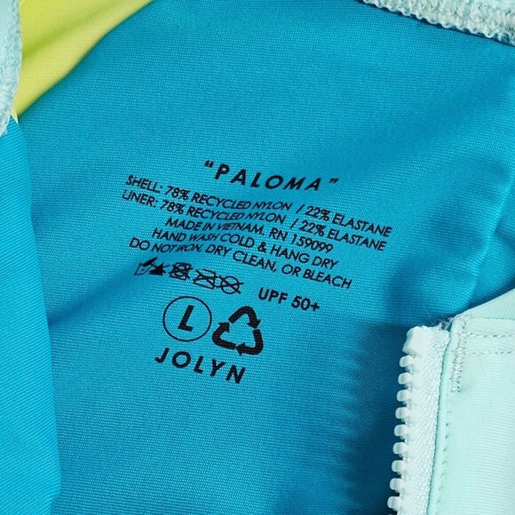 Jolyn Paloma Long Sleeve Zip Up Surf Suit Size Large One Piece Color Block - Picture 4 of 7